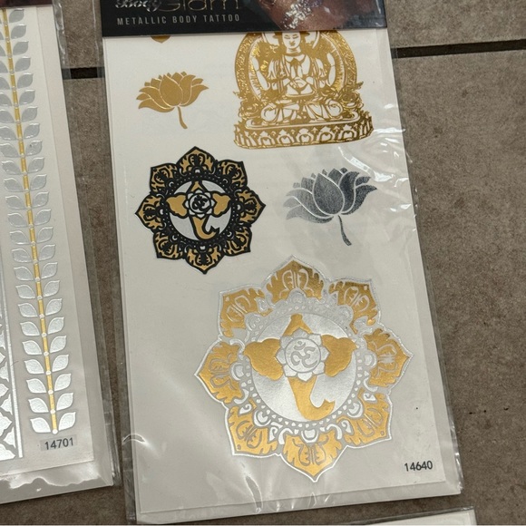 5 Sheets Boho Festival Temporary Metallic Flash Tattoos - Picture 3 of 6